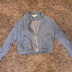 Denim light weight zipper jacket